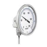 Thermometer, Bi-Metal, 3 in Dial, 1/2 in NPT, Rear Connection, 9 in Lg Stem, 0 to 250 deg F, Stainless Steel
