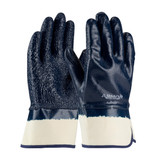 PIP General Purpose Gloves, Coated, Large, Cotton,  Nitrile,  Terry Cloth Palm, Cotton,  Nitrile,  Terry Cloth, Blue,  Natural , Rough Acid Grip, 10.8 in Lg