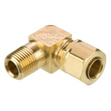 PARKER Elbow, 3/16 x 1/8 in, Compression x MNPT End, 2800 psi, -65 to 250 deg F, Brass, 90 deg Elbow