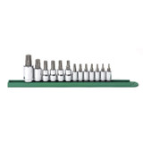 Driver Socket Bit Set, Professional, 1 Impact Rated, Imperial, 13 -Piece, 1/4, 3/8, 1/2 in Drive, ANSI, Alloy Steel with S2 Steel Bit