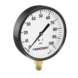 Mechanical Pressure Gauge, Dry, 0 to 400 psi, 1/4 in MNPT, 3-1/2 in Dia Dial, +/-3-2-3%, Dial Display, -40 to 150 deg F, Lower Mount, Painted, Black Color