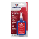 ITW DEVCON Permatex Thread Locker, High Strength, Bottle, 36 ml Container, Liquid, 24 hr Setting, 24 hr at 40/100 deg F Curing, Red , -65 to 300 deg F, >200 deg F Flash