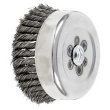 PFERD Cup Brush, Internal Nut,  Single Row, 6 in Dia Brush, 5/8 in-11 Arbor Hole, Full Cable Twist Knot Filament/Wire, 0.023 in Dia Wire, Steel Wire Fill