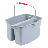 Utility Mop Bucket, Double, 19 qt, 18 in Lg, 14-1/2 in Wd, 10 in Ht, Gray Color