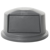 RUBBERMAID Trash Can Lid, Dome Top, Plastic, Gray , 14-1/2 in Ht, 27-1/4 in Dia, Round Container