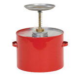 Plunger Can, 4 qt, 8 in Dia, 10-3/4 in Ht, Galvanized Steel, Powder Coated, Red , Brass Plunger, 5-1/4 in Dia Dasher Plate