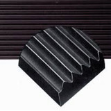 Corrugated Mat, Extra Heavy Duty, 36 in Lg, 1/4 in Thk, Black , Vinyl Rubber, Knurled Surface