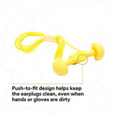 Ear Plug, Corded, Corded, 25 dB, Universal, Blue,  Yellow Plug, Foam,  Thermoplastic Plug, Blue Cord, Vinyl Cord, Disposable