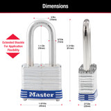Security Padlock, 0.625 in Wd Shackle, Steel Shackle, 1.5625 in Wd Body, 4-Pin Cylinder Locking, Silver Color, Different Key, 3, 0.28125 in Dia Shackle, 3DLF