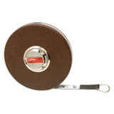 Measuring Tape, Heavy Duty, Imperial, 100 ft Lg Blade, 5/8 in Wd Blade, Black and Red on One Side Marking, Ring, Vinyl Covered Steel Case, Black Case