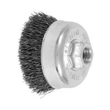 PFERD Cup Brush, Minigrinder, 2.75 in Dia Brush, 5/8 in-11 Arbor Hole, Crimped Filament/Wire, 0.014 in Dia Wire, Steel Wire Fill, 0.875 in Lg Trim, 14000 rpm Max, 79182243