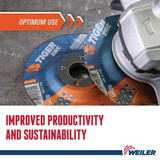 WEILER TIGER Grinding Wheel, Performance Line, 5/8 in-11 Center Hole, T Wheel Hardness, Black Wheel, 1 Reinforced, ANSI B7.1-2010, 7 in Dia Wheel, 1/4 in Thk Wheel, Coarse