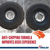 WEILER TIGER Grinding Wheel, Performance Line, 5/8 in-11 Center Hole, T Wheel Hardness, Black Wheel, 1 Reinforced, ANSI B7.1-2010, 7 in Dia Wheel, 1/4 in Thk Wheel, Coarse