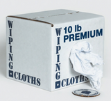 602-10 PREMIUM White Knit Wiper. Prewashed, Processed for Absorbency (PFA) and bleached, low lint. Super Absorbent. 10 lb box 