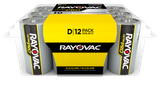 RAYOVAC D Battery, Disposable, Alkaline, 1-1/2 V, 16630 mAh, 12 pack