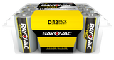 RAYOVAC D Battery, Disposable, Alkaline, 1-1/2 V, 16630 mAh, 12 pack