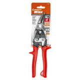 Aviation Snip, Compound Action Straight and Left Cut, 18 ga Low Carbon Steel, 1-3/8 in Lg of Cut, Left/Straight Snip, 9-3/4 in Lg, Serrated Blade