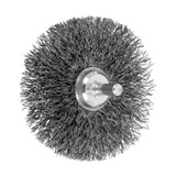 PFERD Wheel Brush, 3 in Dia Brush, 5/8 in Wd Face, Crimped Filament/Wire, 0.014 in Dia Wire, Carbon Steel Fill, 1 in Lg Trim, 15000 rpm Max, Stem