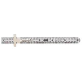 Ruler, Industrial Precision, 6 in Lg, 3/4 in Wd, Imperial, Metric, Stainless Steel