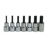 Socket Set, 3/8 in Drive, Polished Chrome, Imperial, 7 -Piece