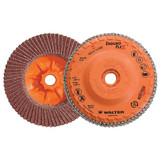 WALTER Enduro Flap Disc, Enduro Flex, 4-1/2 in Dia Disc, 5/8 in-11 Center Hole, 40 Grit, Coarse, Zirconia Alumina Abrasive, Type 27S Disc, Plastic Backing, 13300 rpm Max