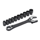 Wrench Set, Adjustable, Black Phosphate, Alloy Steel, 11 -Piece, 10 to 19 mm