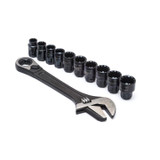 Wrench Set, Adjustable, Black Phosphate, Alloy Steel, 11 -Piece, 10 to 19 mm
