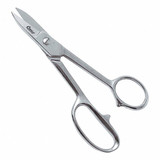 Shear, Composite Materials,  Cutting Fabrics,  Upholstery Applicable, Chrome Plated, Silver , 1-1/4 in Lg of Cut, Straight Cut, Steel Blade, Pointed Tip