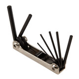 Hex Key Set, Folding, Metric, 7 -Piece, 1-1/2 to 6 mm Hex, Fold-Up, 19/32 to 1-25/32 in L Keys,  3-45/64 in L Handle, Alloy Steel, Polished Chrome,  Nickel Plated