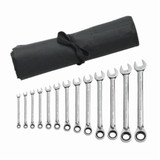 Wrench Set, Reversible Regular Length, 13 -Piece, 5/16 to 1 in, 12-Point,  15 deg Offset,  72 Geared Teeth,  Box End Drive, Imperial