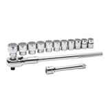 Mechanic's Socket Sets, Standard, 12 -Point, 7/16,  1/2,  9/16,  5/8,  11/16,  3/4,  13/16,  7/8,  15/16,  1,  1-1/16,  1-1/8,  1-1/4,  1-1/2 in Socket, 3/4 in Drive