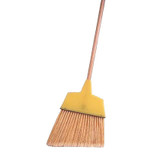 Angle Broom, Large, 54 in Lg, 13-1/2 in Lg Trim, Flagged Plastic Bristle, Threaded Grip, 48 in Handle, Wood Handle, 8-1/8 in Wd