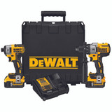 DEWALT Cordless Hammer Drill, 2-Tool,  Brushless Premium, 3 -Speed, 20 VDC, 5 Ah, 1825 in-lb Torque