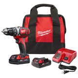 Cordless Hammer Drill, 1/2 in Chuck, Metal Single Sleeve Ratcheting Lock Chuck, 28800 BPM, 400 rpm,  1800 rpm No-Load, 2 -Speed, 18 VDC, Lithium-Ion, 1 Battery