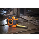 Measuring Tape, Single Sided, Imperial, 12 ft Lg Blade, 3/4 in Wd Blade, Steel Blade, 1/32 in,  1/16 in, Power Return Rewind, Toggle, Quad Rivet End, ABS Case