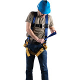 Harness, Alloy Steel Hardware, Blue , X-Large, 310 lb, Tongue Leg Strap Buckle, Slotted Pass-Thru Chest Strap Buckle, Polyester Strap