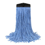 Connector Mop, #24, 14-1/2 in Lg, 7 in Wd, 4 -Ply, Cotton,  Synthetic Head, Blue , Threaded Grip, Plastic Handle