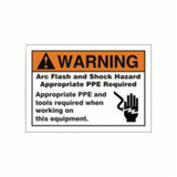 Accuform® LELC309 Warning Sign With Graphic, WARNING, 3-1/2 in H x 5 in W, Black/Orange on White, Adhesive Vinyl