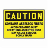 Accuform® LCAW601XVE Chemical and Hazardous Safety Label, 5 in L x 3-1/2 in W, CAUTION - CONTAINS ASBESTOS FIBERS AVOID CREATING DUST BREATHING ASBESTOS DUST MAY CAUSE SERIOUS BODILY HARM Legend, Adhesive Dura-Vinyl™, 1 per Pack Labels
