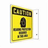 Accuform® PSP476 90D Projection Sign, CAUTION, 8 in H x 8 in W, Black on Yellow, Plastic, Fastened Mount