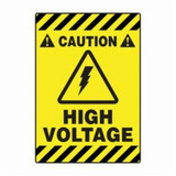 Accuform® PSR642 Slip-Gard™ Mat Floor Sign, CAUTION, 20 in H x 14 in W, Black on Yellow, Adhesive Vinyl