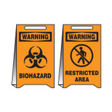 Accuform® PFE442 Fold-Ups® Reversible Floor Sign, WARNING, Symbol/Text, Plastic, 20 in H x 12 in W, English