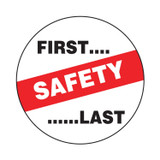 Accuform® LHTL163 Hard Hat Sticker, 2-1/4 in L x 2-1/4 in W, SAFETY FIRST....LAST Legend, Adhesive Vinyl, 10 per Pack Labels