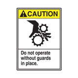 CAUTION (ANSI) (GRAPHIC) DO NOT OPERATE WITHOUT GUARDS IN PLACE.