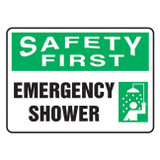 Accuform® MFSD902VP Rectangular Safety Sign, SAFETY FIRST, 10 in H x 14 in W, Black and White/Green, Plastic, Fastened Mount