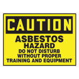 Accuform® LCAW602VSP Safety Label, 3-1/2 in L x 5 in W, CAUTION ASBESTOS HAZARD DO NOT DISTURB WITHOUT PROPER TRAINING AND EQUIPMENT Legend, Adhesive Vinyl, 5 per Pack Labels