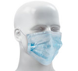 3PLY DISPOSABLE FACE MASK PLEATED ADJ NOSE CLIP (50/BX)