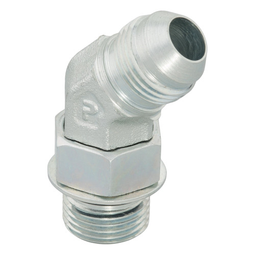 PARKER Elbow, Triple=Lok, High Pressure,  Straight, 45 deg Elbow, 37 deg Male Flare x Male SAE-ORB End, Steel, Domestic