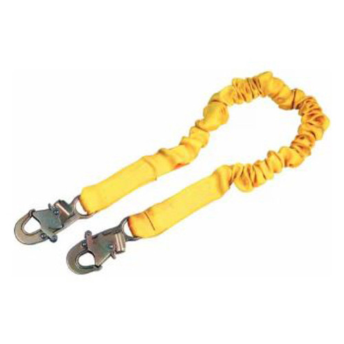 Shock Absorbing Lanyard, Zinc Plated Steel Hardware, 2 in Wd Strap, 8800 lb Tensile, Snap Hook, 6 ft Lg