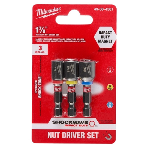 Nutdriver Set, 1 Magnetized Tip, Phosphate Coated, Steel, Black, 0.8 in wd,  1-7/8 in lg,  4-3/4 in ht